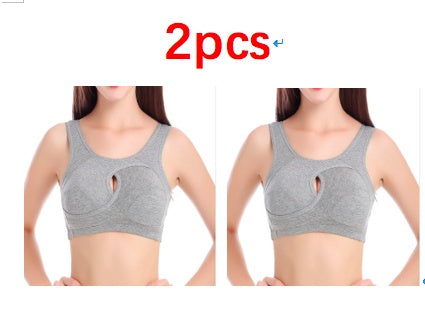 Women Bra Ladies Cotton Quake-Proof Underwear Sleep Tops No Buckles Non-Wire Lingerie with Removable Padded