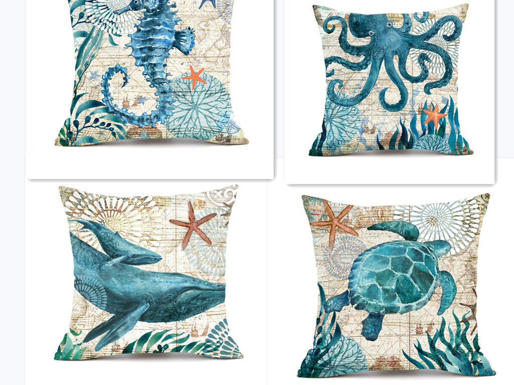 Cushion Covers Sea Turtle Printed Throw Pillowcases For Home Decor Sofa Chair Seat