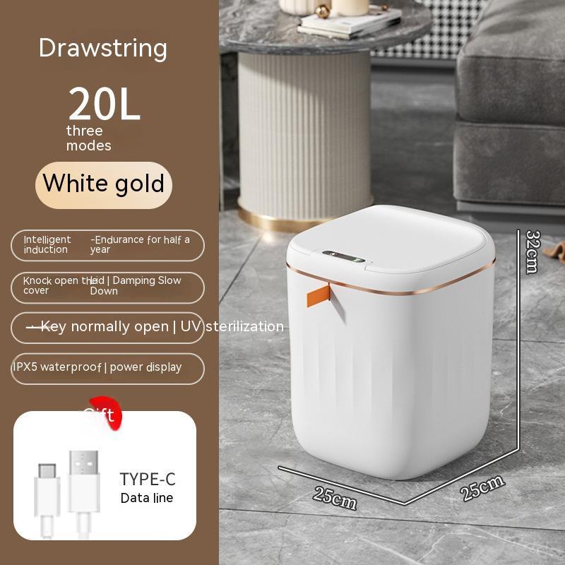 Smart Trash Can with Lid for Bedroom and Living Room Kitchen