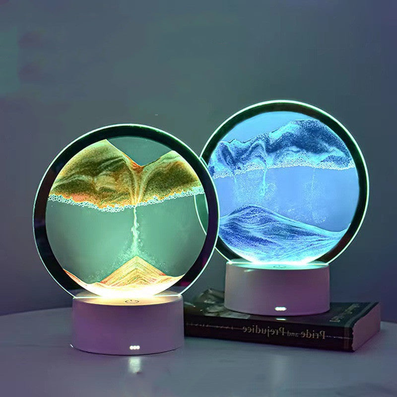 3D Moving Sand Creative Art Liquid Table Lamp