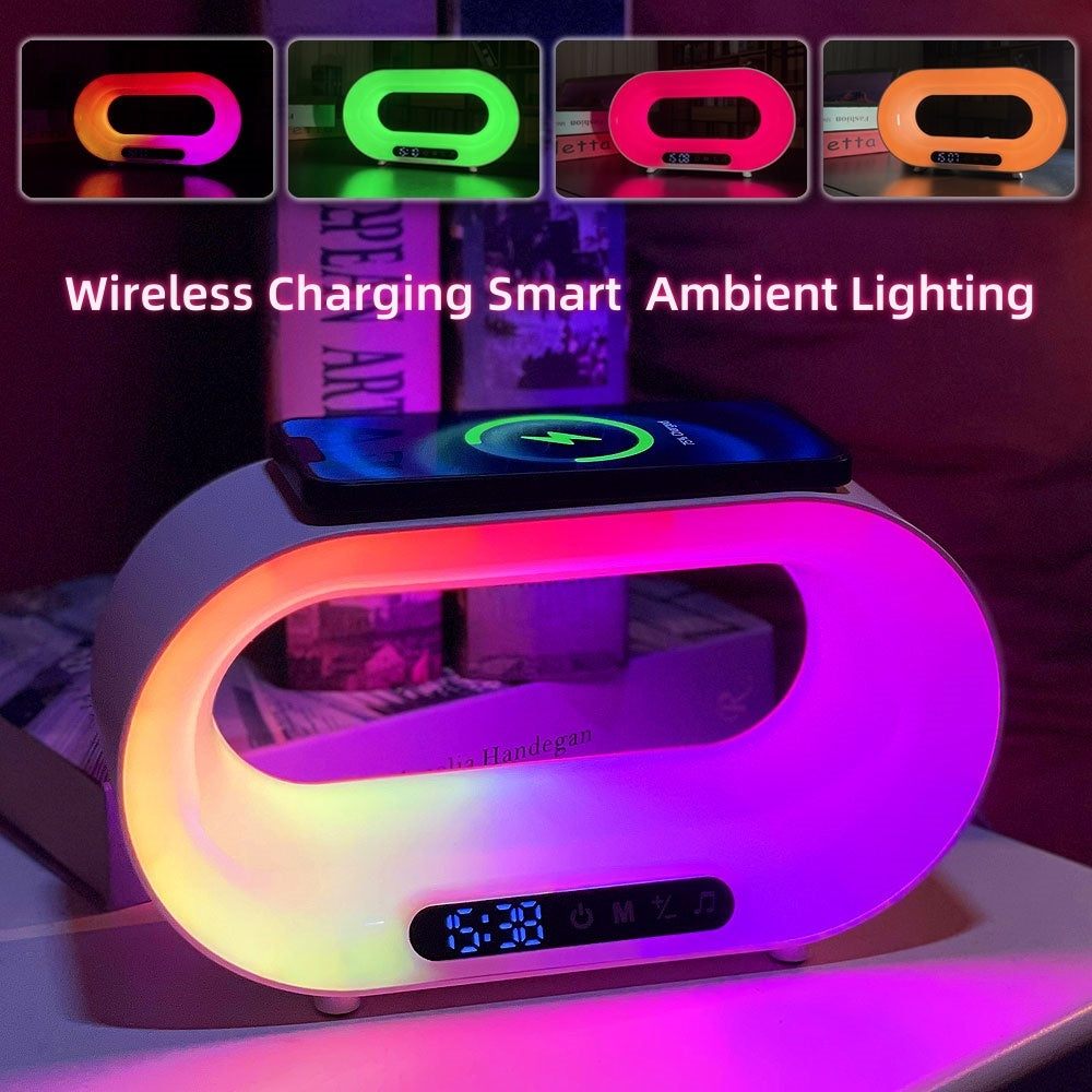 3-in-1 Smart LED Lamp | RGB Night Light, Wireless Charger & Alarm Clock