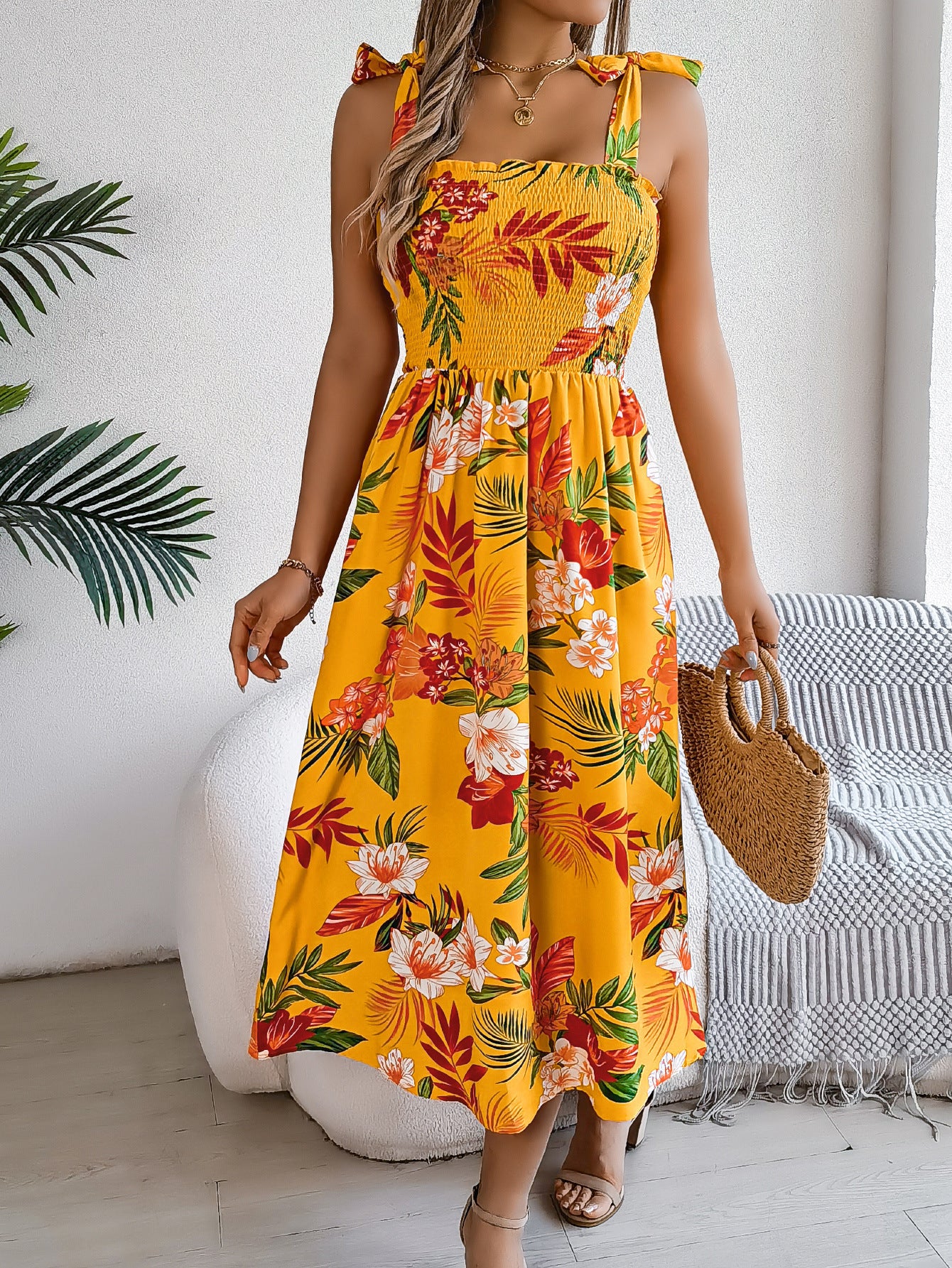 Flowers Print Corset Dress