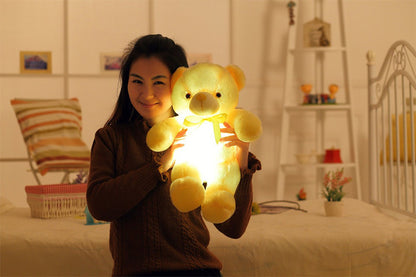 Creative Light Up LED Teddy Bear Stuffed Animals Plush Toy Colorful Glowing Christmas Gift for Kids Pillow
