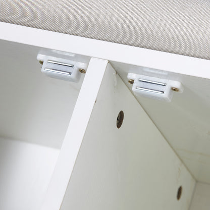 28.74"Shoe Storage Bench with 2 Door Cabinet, Entryway Bench with  White Shoe Storage, Shoe Bench with Cushion, Adjustable Shelves, Shoe Rack Bench for Entryway, Hallway