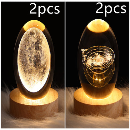 LED Night Light Galaxy Crystal Ball Table Lamp 3D Planet Moon Lamp Bedroom Home Decor for Kids Party Children Birthday Gifts