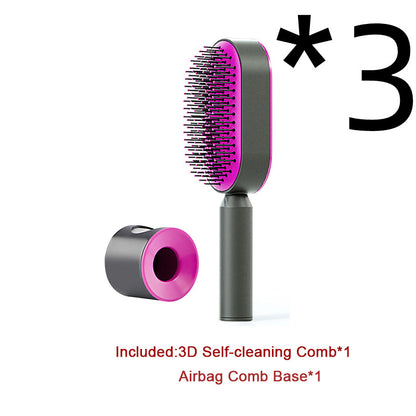 Self-Cleaning Hairbrush For Women One-key Cleaning Hair Loss Airbag Massage Scalp Comb Anti-Static Hairbrush