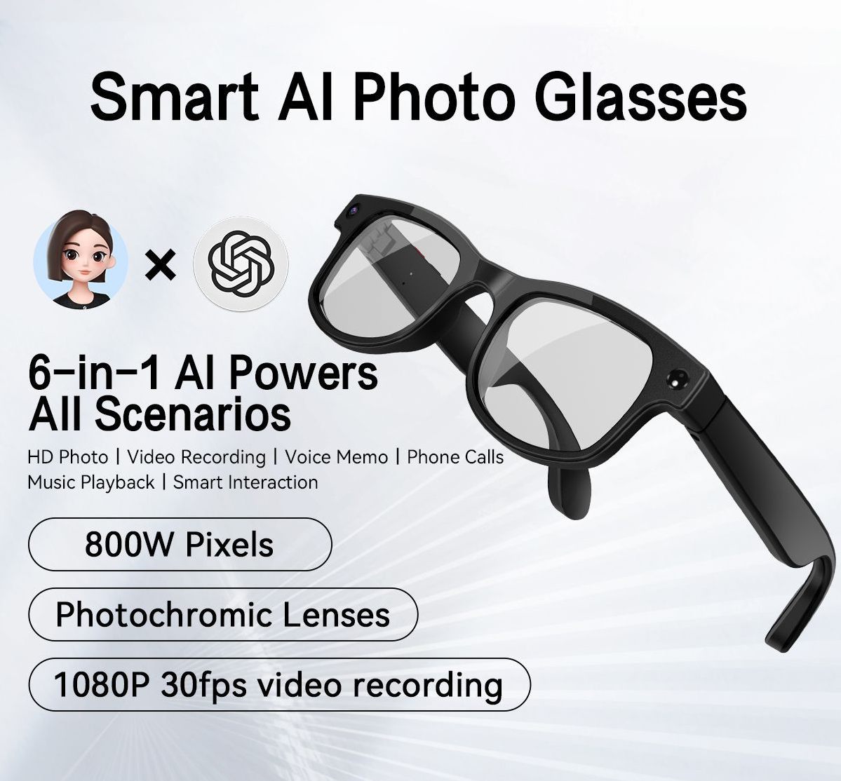 G2 Smart Glasses, Photo And Video Glasses, 8 Million Pixels, Listening To Music, Cycling, Bluetooth Glasses, Real-time Translation
