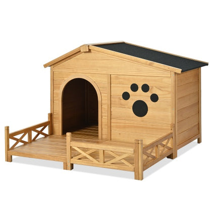wooden Doghouse Outdoor with Porch
