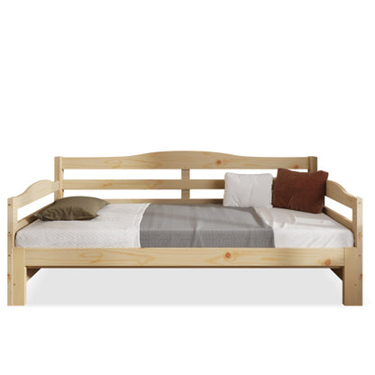 Daybed Cabin Bed SIngle Guest Bed Sofa Bed, Pull Out Trundle For Living Room And Bedroom - 3 FT 90 X190 Cm -Natural
