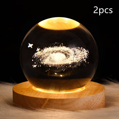 LED Night Light Galaxy Crystal Ball Table Lamp 3D Planet Moon Lamp Bedroom Home Decor for Kids Party Children Birthday Gifts