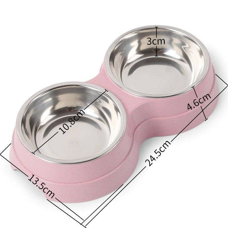 Double Pet Bowls Dog Food Water Feeder Stainless Steel Pet Drinking Dish Feeder Cat Puppy Feeding Supplies