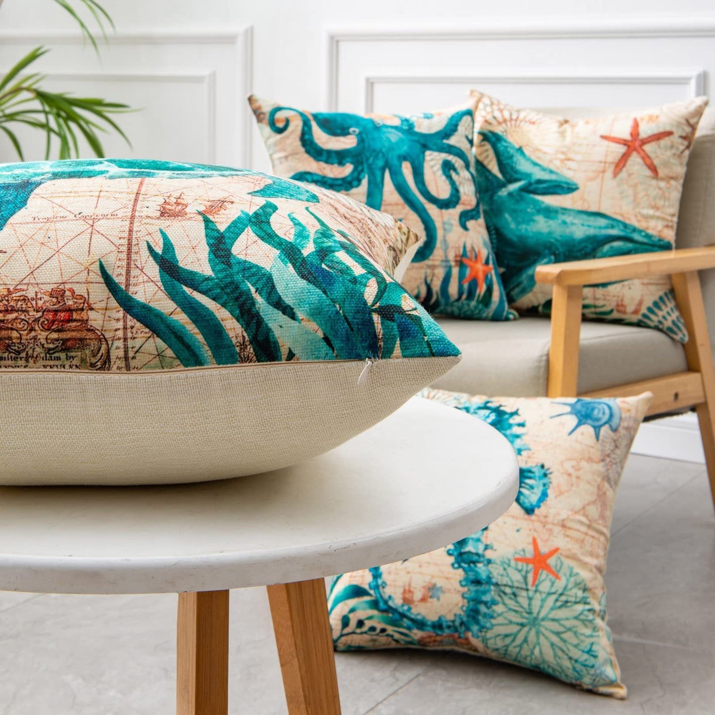 Cushion Covers Sea Turtle Printed Throw Pillowcases For Home Decor Sofa Chair Seat