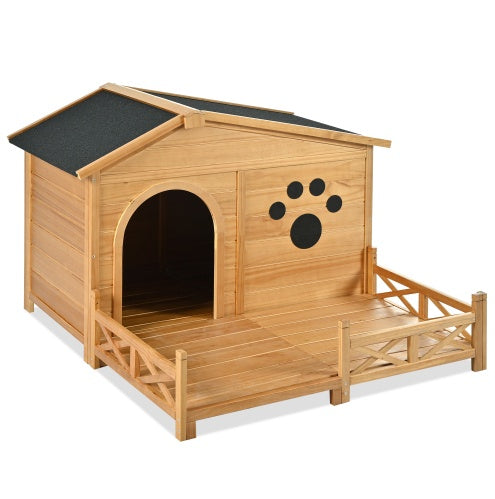 wooden Doghouse Outdoor with Porch