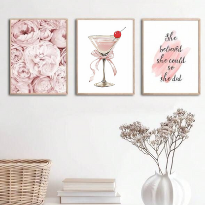 Trendy pink coquette room decor wall print