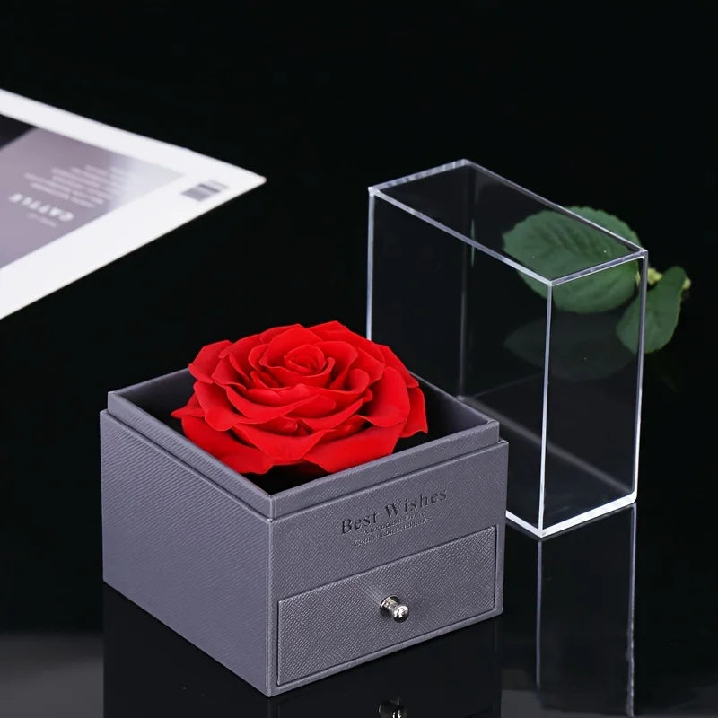 Luxury Zircon Necklace With Preserved Rose Flower Gift Box Jewelry Set For Mom Girlfriend Wife Birthday Christmas Romantic Gifts