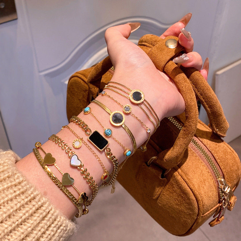 Rose Gold Non-fading Titanium Steel Bracelet Women&#039;s Light Luxury Niche High-end Love Bracelet Bracelet