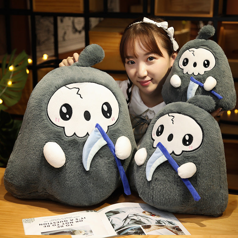 Funny Halloween Plush Toy Sickle Death White Ghost Doll Skull Doll Pillow Holiday Gift
