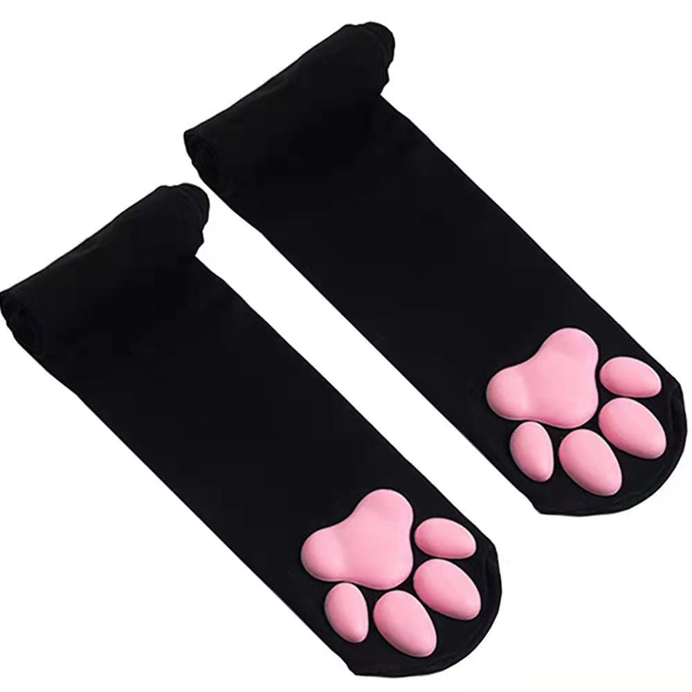 3D Cat Paw Socks Lolita Cosplay Anime Padded Cat Paw Socks Women's Long Tube Japanese Style Stockings