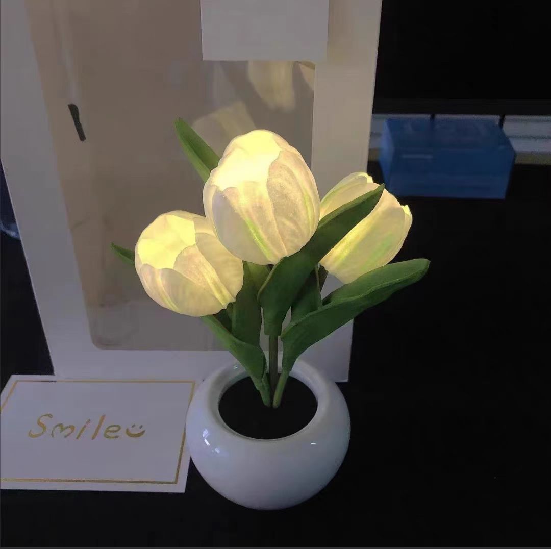 New Led Tulip Nightlight Simulation Bouquet Bedroom Bedside Decorative Atmosphere Lamp