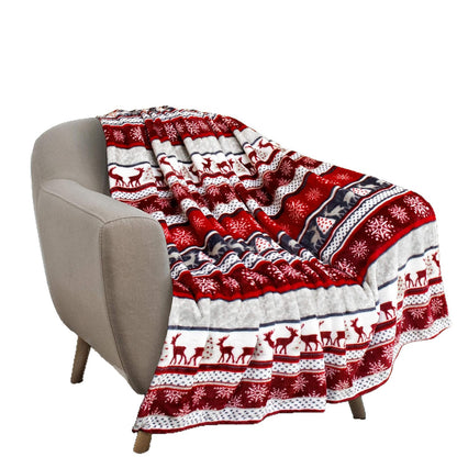 Christmas Holiday Reindeer Snowflannel Blanket Warm Sofa Decorative Blanket Nap Air-conditioning Blanket Dormitory Blanket