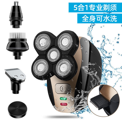Five-head Electric Shaver, Bare Hair Clipper, Rechargeable Washable Razor