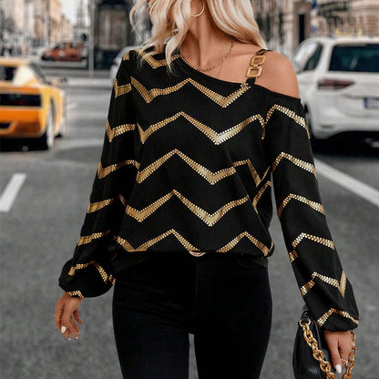 Women's Long-sleeved Striped Top