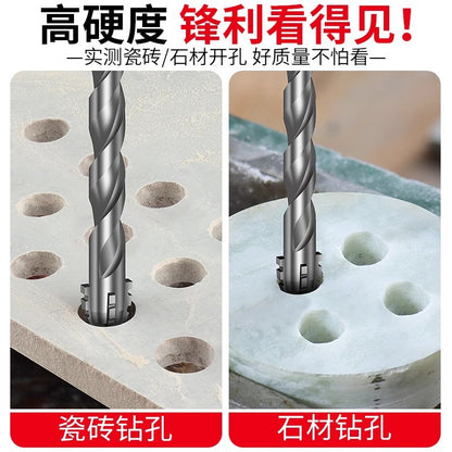Upgraded Super-Hard Tungsten Steel Sawtooth Opening Eccentric Drill Bit Hand Electric Drill Cross Hexagonal Handle Concrete Glass Full Ceramic Tile