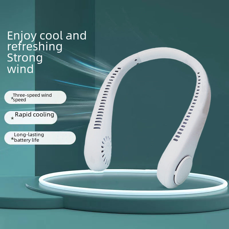 Hanging Neck Fan Usb Portable Fan Mini Portable Charging Mute Lazy Hanging Neck Leaf-free Hanging Neck Cross-border