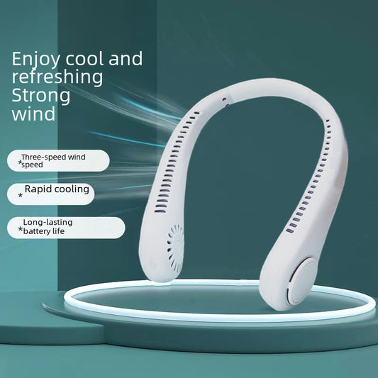 Hanging Neck Fan Usb Portable Fan Mini Portable Charging Mute Lazy Hanging Neck Leaf-free Hanging Neck Cross-border