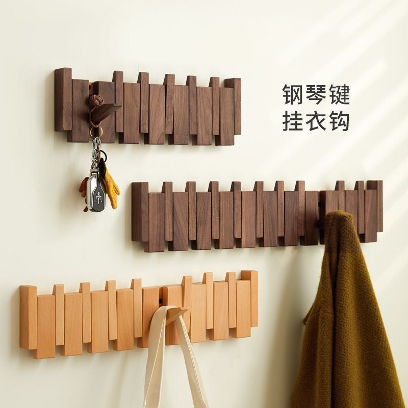 Nordic Punch-free Solid Wood Piano Hanger For Rental House Household Entrance Door Wall Hanging Hanging Hanger For Entrance