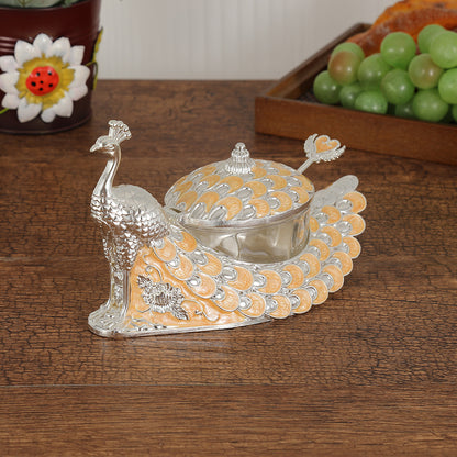 New Silver Peacock Seasoning Jar Multi-color Choice Alloy Seasoning Box Kitchen Salt Jar Oil Bottle Moisture-proof With Lid For Home Use