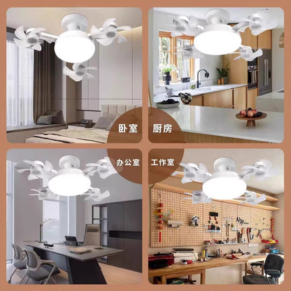 Drone Fan Light New Model E27 Screw-In Fan Lighting Integrated Light Cross-Border Silent Remote Control Ceiling Fan Light Energy-Saving