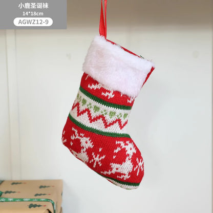 Christmas Pendant Christmas Tree Ornament Red Fabric Santa Claus Cartoon Christmas Stocking Decoration Party Gift Bag