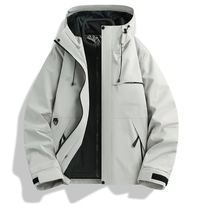 Graphene Outdoor Jacket For Men And Women, Three-in-one Windproof And Waterproof Hiking Hooded Mountaineering Jacket