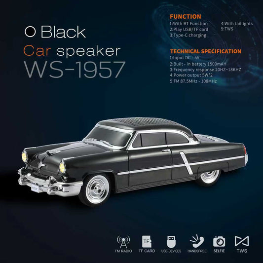 WS1957 Multi-function Wireless Bluetooth Speaker Retro Classic Car Model Bluetooth Speaker Gift