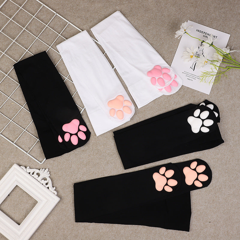 3D Cat Paw Socks Lolita Cosplay Anime Padded Cat Paw Socks Women's Long Tube Japanese Style Stockings