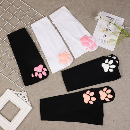 3D Cat Paw Socks Lolita Cosplay Anime Padded Cat Paw Socks Women's Long Tube Japanese Style Stockings
