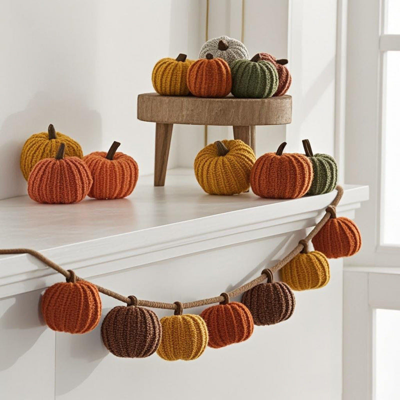 Halloween Decorations Door Hanging Simulation Pumpkin Garland Autumn Harvest Festival