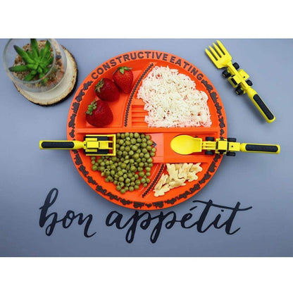 Children&#039;s Tableware Three Suit Dinneractive Car Bulldozer Excavator Shovel Fork Shovel Plate