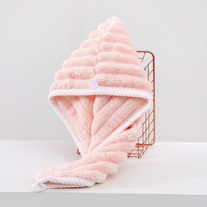 Hair Drying Cap For Women, Double-Layer Thickened Strong Absorbent Turban, Student Dormitory Coral Velvet Blow-Free Shower Cap, Hair Drying Towel