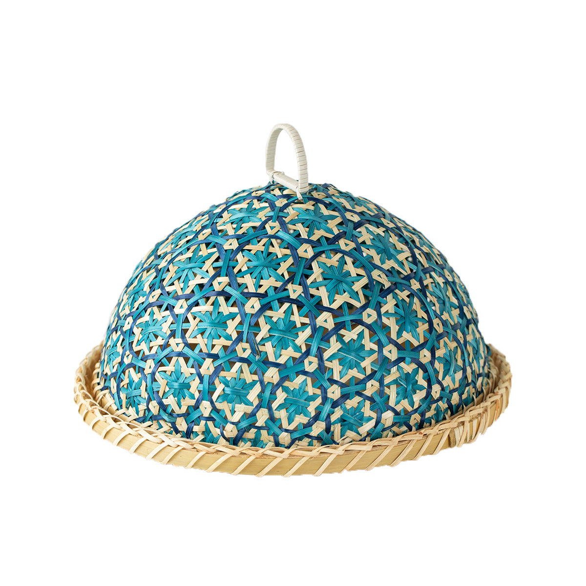 Handmade Rattan Woven Nanyang Style Fruit Plate Bread Basket Round With Lid Insect-proof Table Cover Fruit Leftovers Umbrella