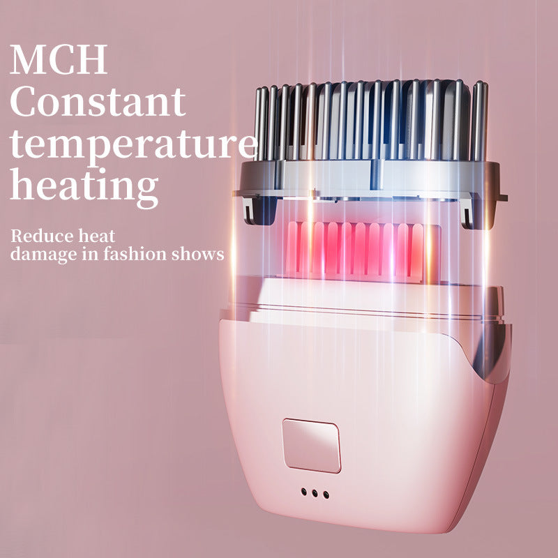 Wireless Negative Ion Hair Straightener Mini Rechargeable Hair Straightening Comb Portable Travel