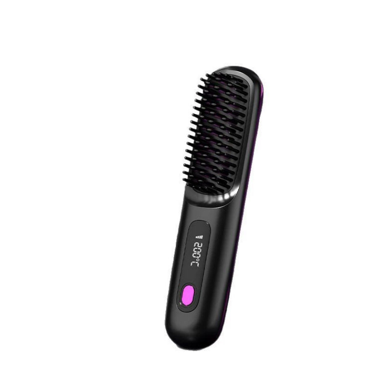 Wireless Lcd Portable Negative Ion Hair Straightening Comb Rechargeable Model That Won'T Damage Hair, Dual-Use Straightening And Curling Comb
