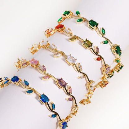 Ins Marquise Zircon Gold-plated Bracelet For Women, Light Luxury, Niche Ins Style, Fashionable, Versatile And Temperamental Hand Jewelry, Cross-border Hot Style