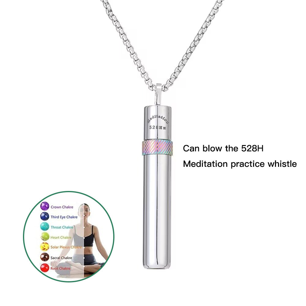 528 Hz Frequency Vedic Sound Stress-Relief Necklace, Rotating Meditation Anxiety-Relief Stainless Steel Jewelry, Sound Flute Music Pendant