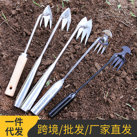 Hoe Pulling Grass Rake Root Wild Vegetable Shovel Multifunctional Stainless Steel Weeding Tool Gardening Loose Soil Weeding Artifact