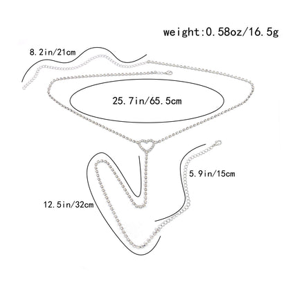 New Full Rhinestone Love Shape Rhinestone Waist Chain Ladies Temperament Fashion Super Flash Crystal Body Chain