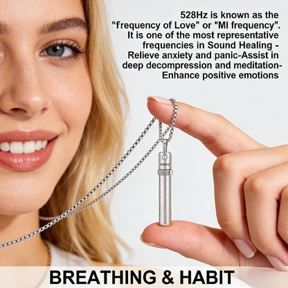 528 Hz Frequency Vedic Sound Stress-Relief Necklace, Rotating Meditation Anxiety-Relief Stainless Steel Jewelry, Sound Flute Music Pendant