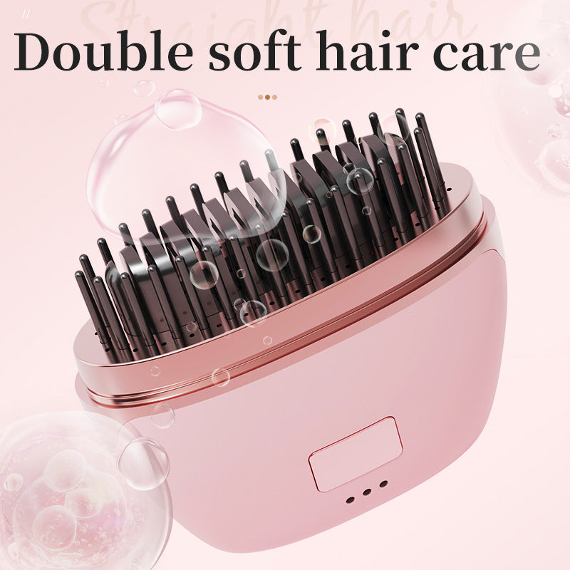 Wireless Negative Ion Hair Straightener Mini Rechargeable Hair Straightening Comb Portable Travel