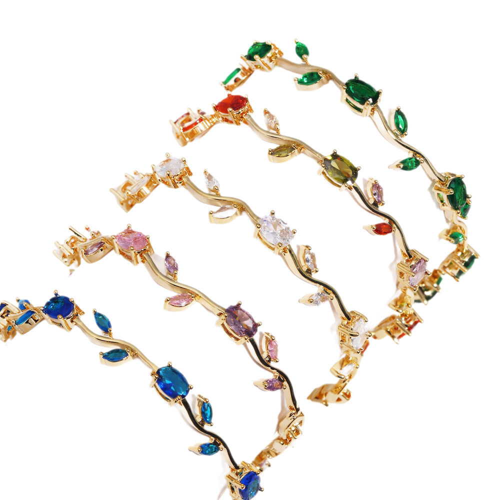Ins Marquise Zircon Gold-plated Bracelet For Women, Light Luxury, Niche Ins Style, Fashionable, Versatile And Temperamental Hand Jewelry, Cross-border Hot Style